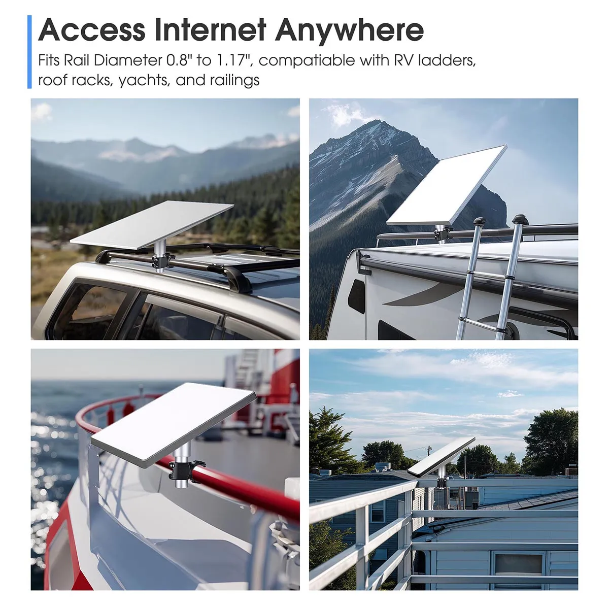 For Starlink Mount for Mini Dish to Poles, RV Ladders, Railings, Racks