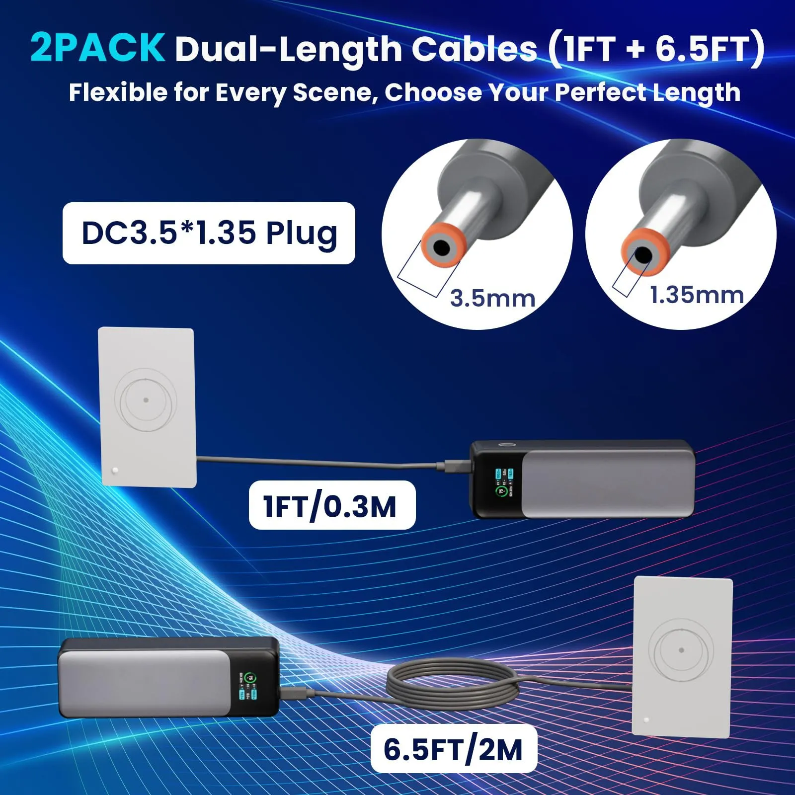 For Starlink Router Mini Cable 2 Pack (1FT 6.5FT) USB C to DC Power Cable Compatible with Mini Router, Plug and Play PD 9V Compatible Replacement for Starlink Internet Kit