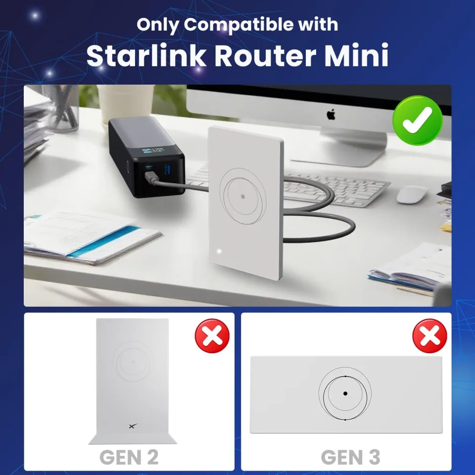 For Starlink Router Mini Cable 2 Pack (1FT 6.5FT) USB C to DC Power Cable Compatible with Mini Router, Plug and Play PD 9V Compatible Replacement for Starlink Internet Kit - Wanew Products