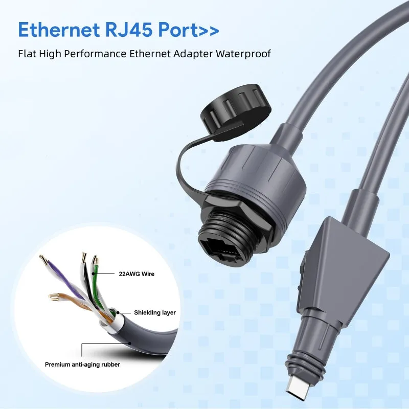For Starlink Flat High Performance Extension to RJ45 Cable, Ethernet Adapter for Starlink Flat High Performance 22AWG, Waterproof SPX RJ45 Coupler with End Caps (2 Pack)