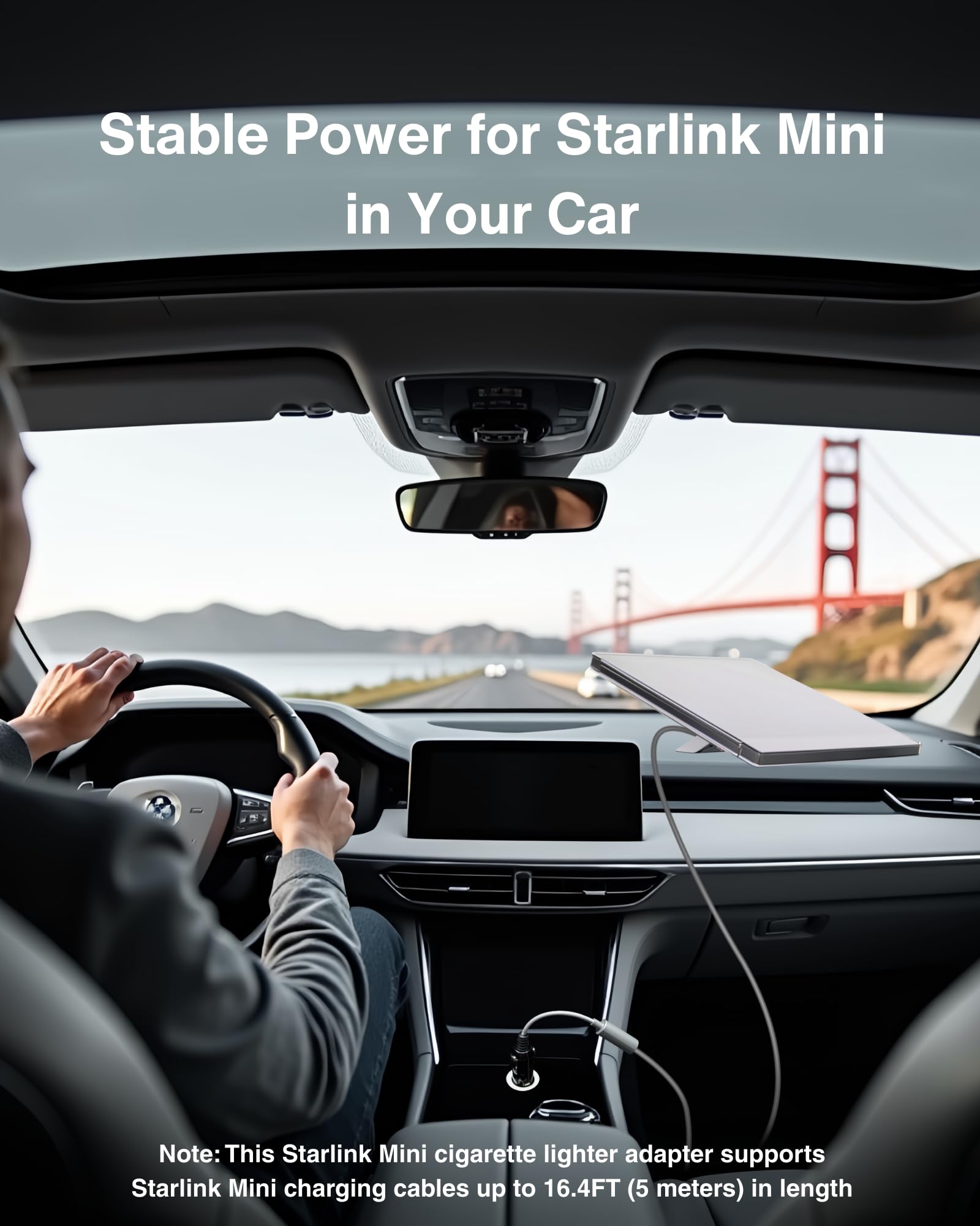 Car Charger to DC Female Adapter Cable for Starlink Mini, 12~48V Cigarette Lighter to DC Power Cable, 36W Output Stable Power Supply for Car, Truck, RV, Boat - 19AWG Durable Construction - tejoy