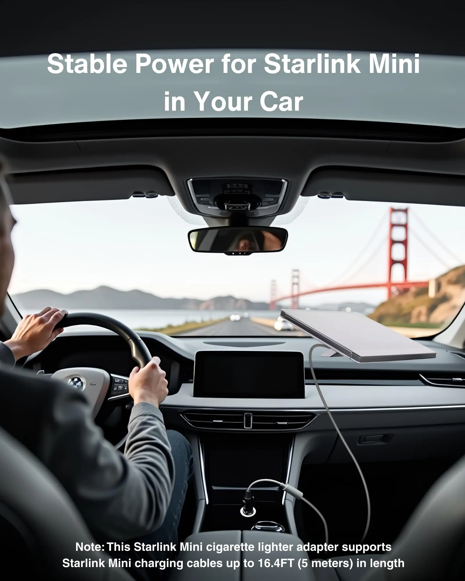 Car Charger to DC Female Adapter Cable for Starlink Mini, 12~48V Cigarette Lighter to DC Power Cable, 36W Output Stable Power Supply for Car, Truck, RV, Boat - 19AWG Durable Construction