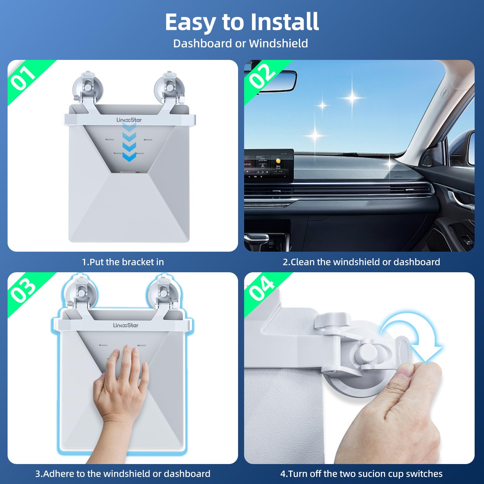 For Starlink Mini Car Mount for Dashboard, Starlink Mini Suction Cup Mount for Dashboard & Windshield, Secure Mounting Kit for Most Vehicles and Ensures Stable Driving and Satellite Signal - tejoy