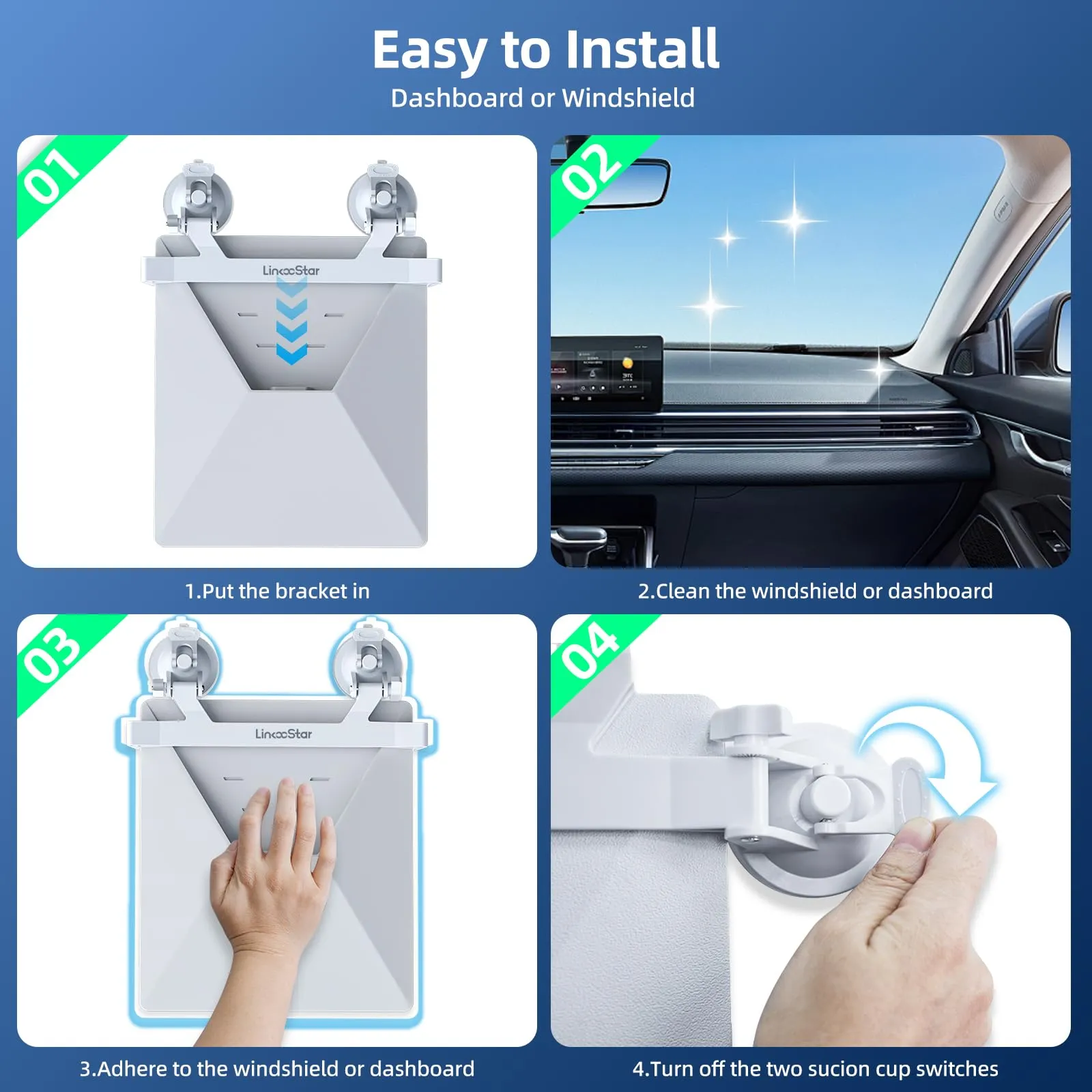 For Starlink Mini Car Mount for Dashboard, Starlink Mini Suction Cup Mount for Dashboard & Windshield, Secure Mounting Kit for Most Vehicles and Ensures Stable Driving and Satellite Signal