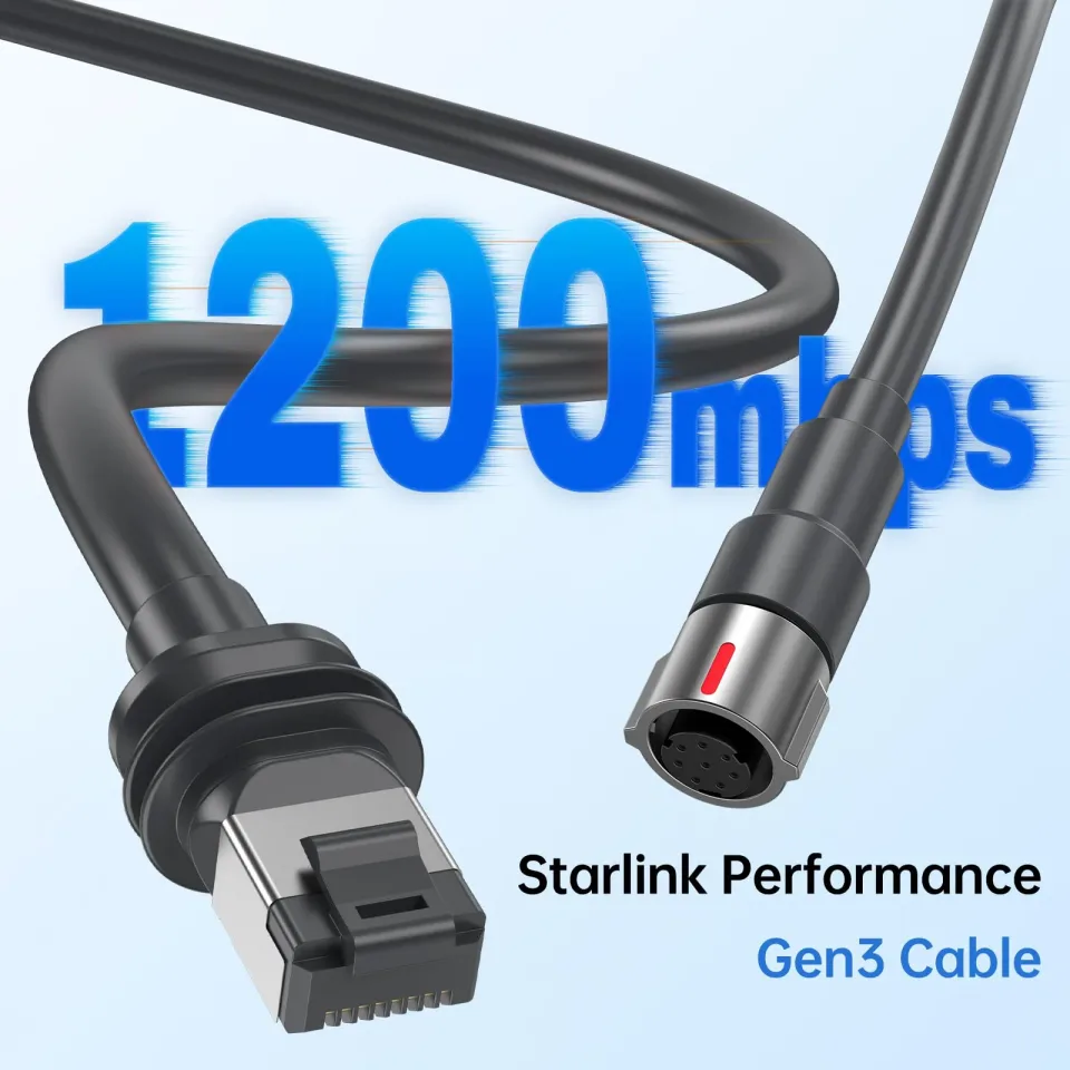 Starlink Performance Gen3 Waterproof Extension Cable – High-Speed Cat6 Network Cable for Starlink Gen3 Rectangular Satellite, Plug-and-Play, Weatherproof & Durable for Indoor/Outdoor Use (10M/33FT) - Wanew Products