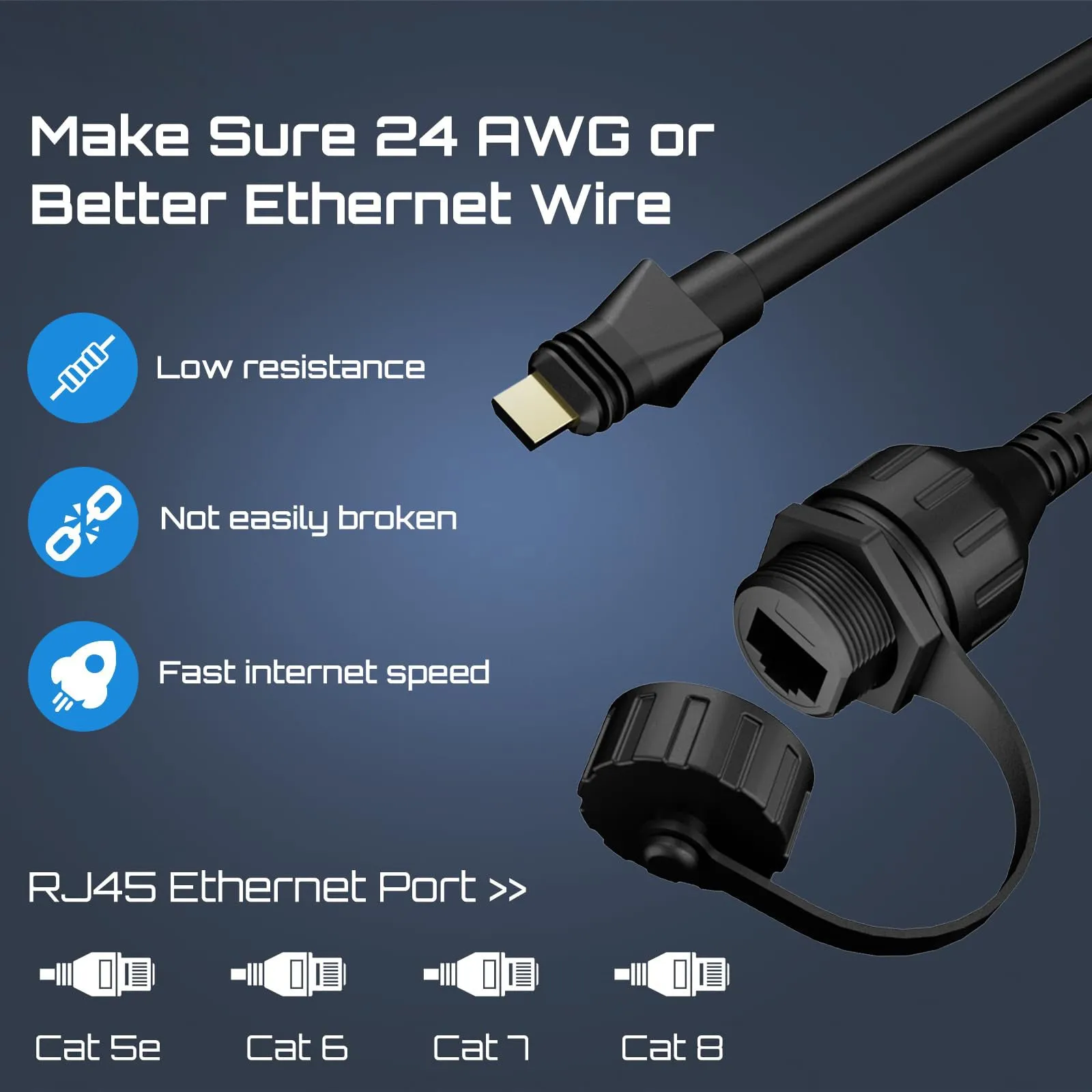 (2 Pack) For Starlink Ethernet Adapter Cable Enterprise Extension to RJ45 Cable, Starlink Cable 23AWG Waterproof SPX-RJ45 Coupler with End Caps