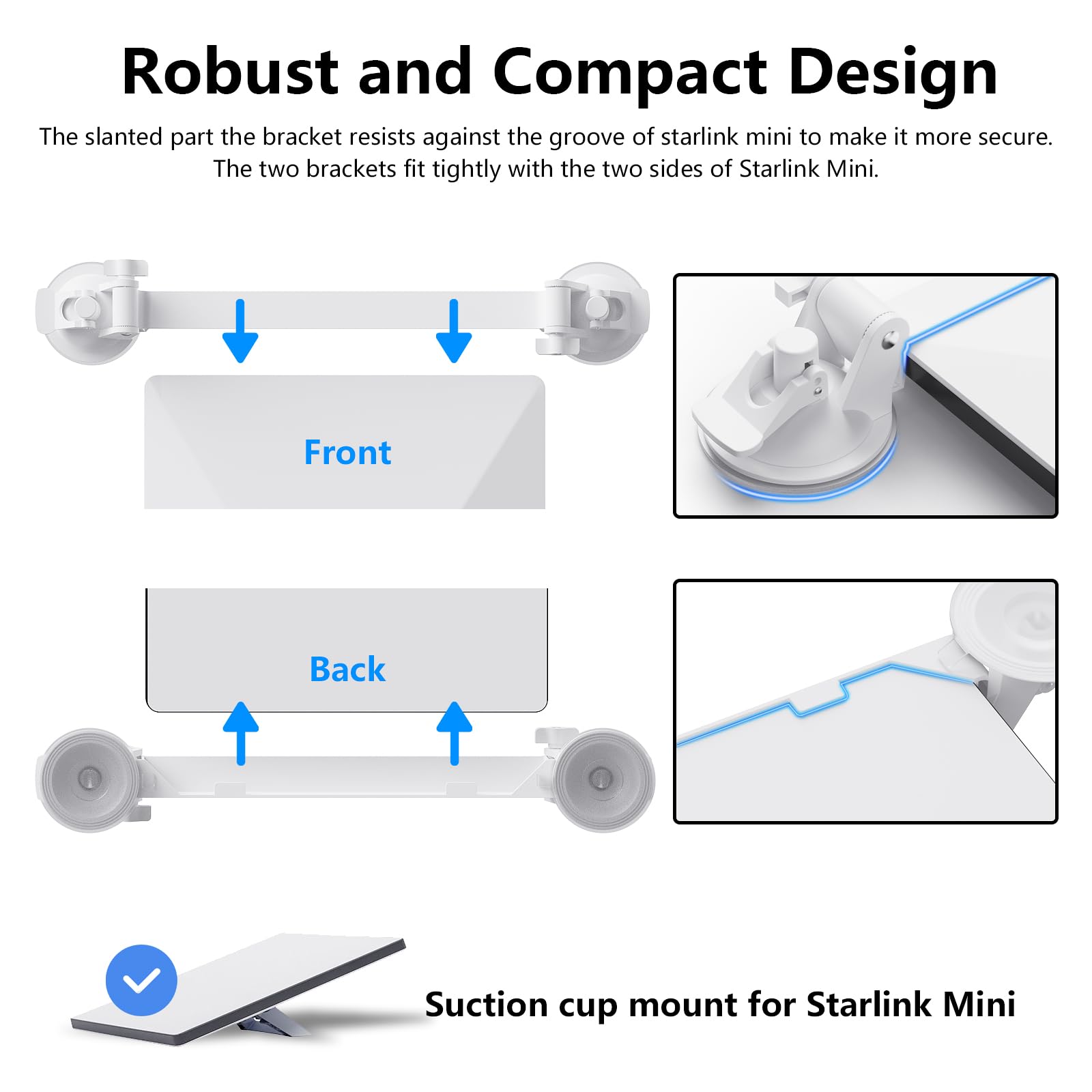 For Starlink Mini Mount, Car Roof Mount with 4 Strong Suction Cups, Adjustable and Durable Mounting Bracket for Starlink Mini - Ensure Stable Satellite Signal for RV, Roof, Wall, Boat, and Outdoor Use - tejoy
