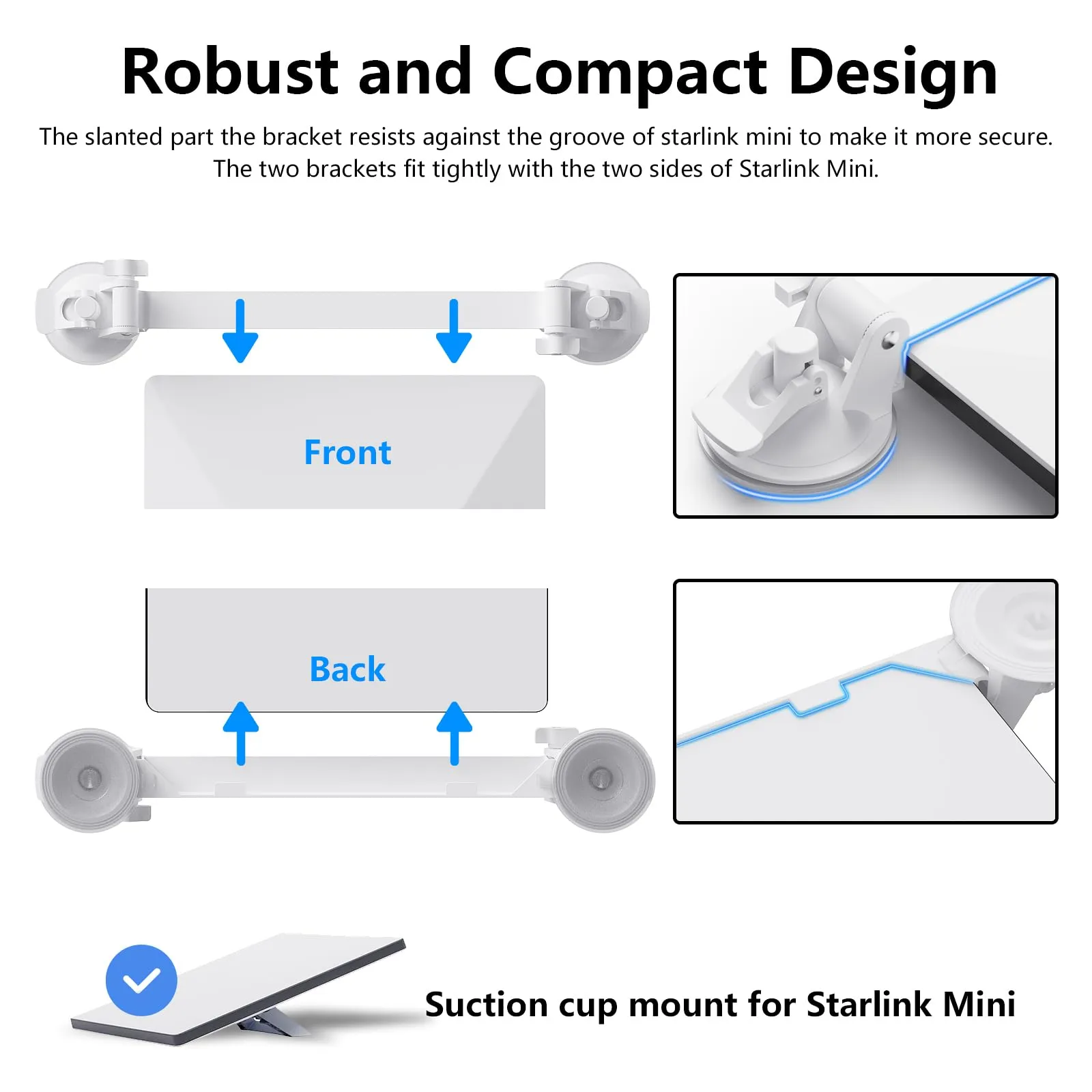 For Starlink Mini Mount, Car Roof Mount with 4 Strong Suction Cups, Adjustable and Durable Mounting Bracket for Starlink Mini - Ensure Stable Satellite Signal for RV, Roof, Wall, Boat, and Outdoor Use