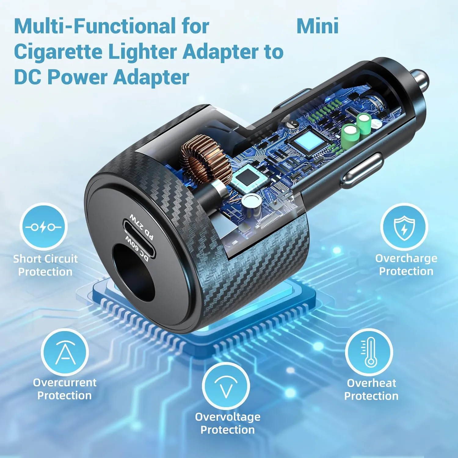 Starlink Mini car adapter, 12V to 24V step-up converter, cigarette lighter adapter, Starlink Mini power supply, 60W DC booster