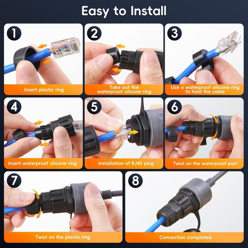 For Starlink Cable SPX to RJ45 Adapters, Starlink Ethernet Adapter for Star Link Gen 2 Dishy & Router with Waterproof Kits (Pair) - tejoy