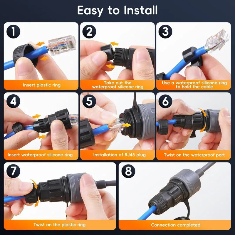 For Starlink Cable SPX to RJ45 Adapters, Starlink Ethernet Adapter for Star Link Gen 2 Dishy & Router with Waterproof Kits (Pair)