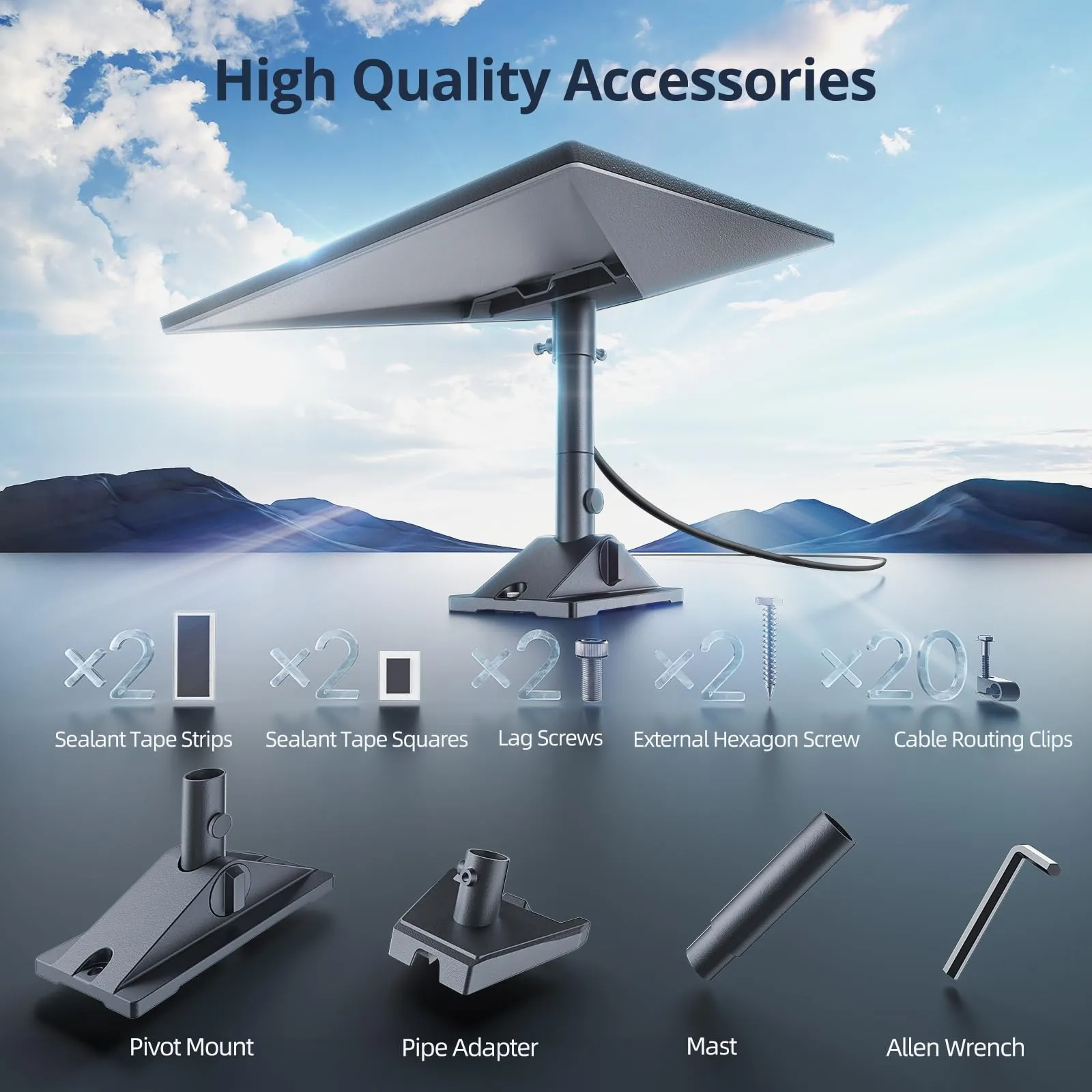 Starlink Gen 3 Mount, Starlink Pivot Mount with Pipe Adapter and Mast, Swiveling Mechanism Design, Standard Gen 3 Mount for Slanted, shingled Roofs, Easy to Install and Adjust.