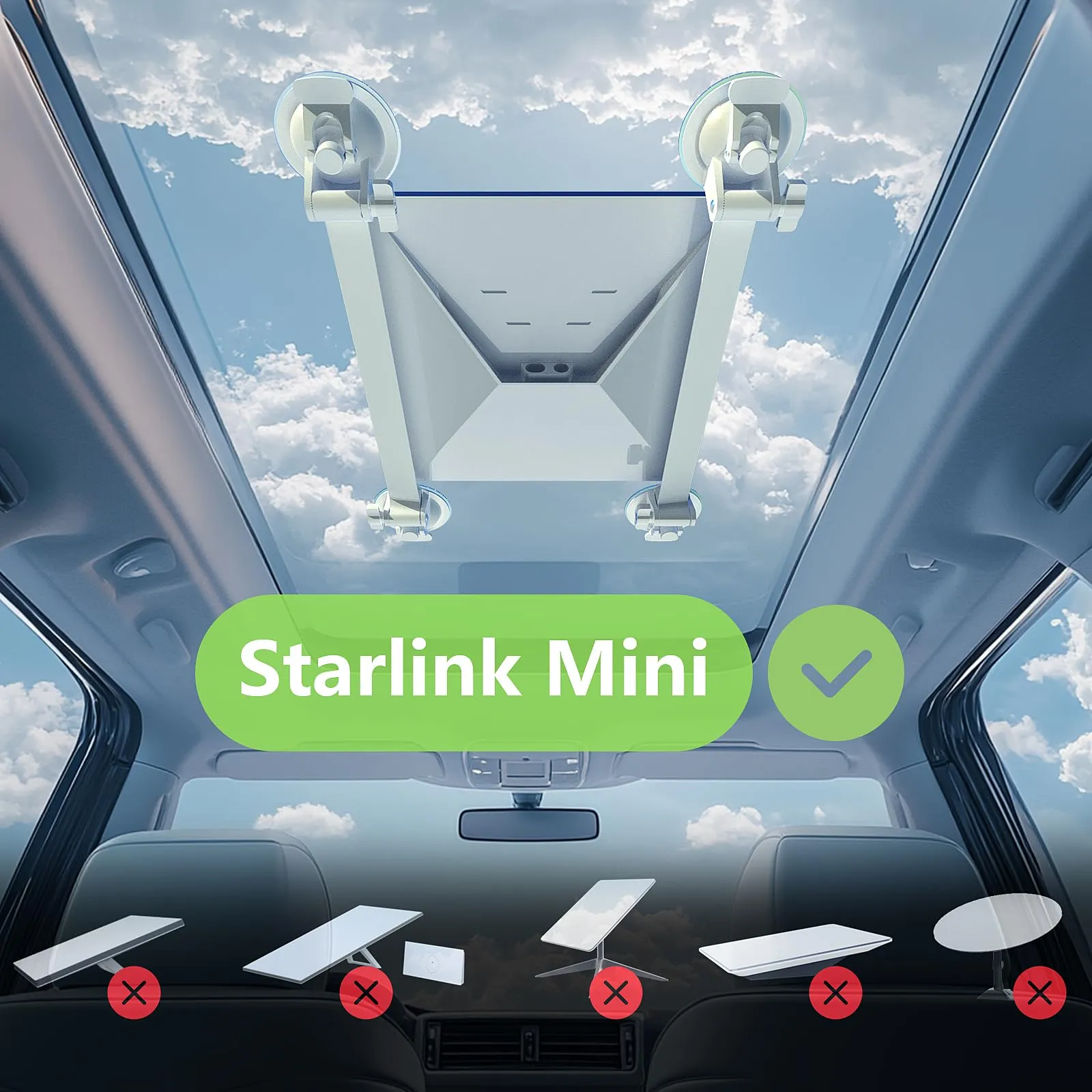 For Starlink Mini Mount, Car Roof Mount with 4 Strong Suction Cups, Adjustable and Durable Mounting Bracket for Starlink Mini - Ensure Stable Satellite Signal for RV, Roof, Wall, Boat, and Outdoor Use