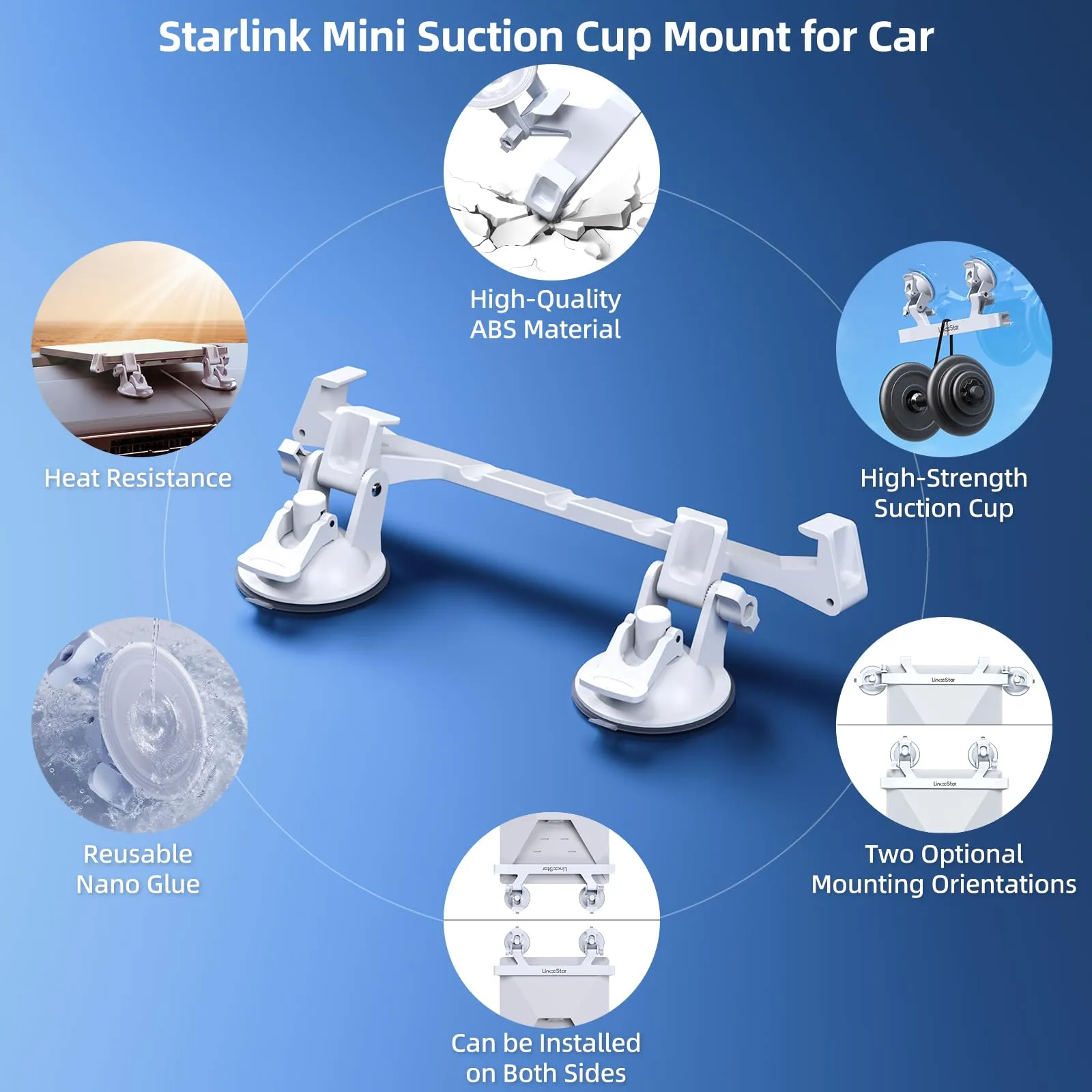 For Starlink Mini Car Mount for Dashboard, Starlink Mini Suction Cup Mount for Dashboard & Windshield, Secure Mounting Kit for Most Vehicles and Ensures Stable Driving and Satellite Signal