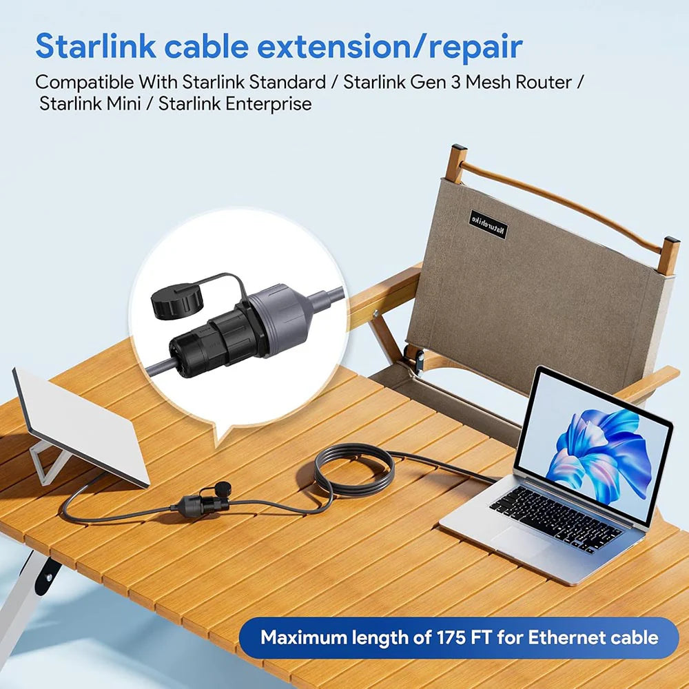 (2 Pack) For Starlink Mini/Gen 3 Ethernet Adapter, Waterproof Starlink Cable Extension for Mini Starlink, Star Link Standard to RJ45 Coupler for Starlink Gen3 Standard V3 Dish and Router - tejoy