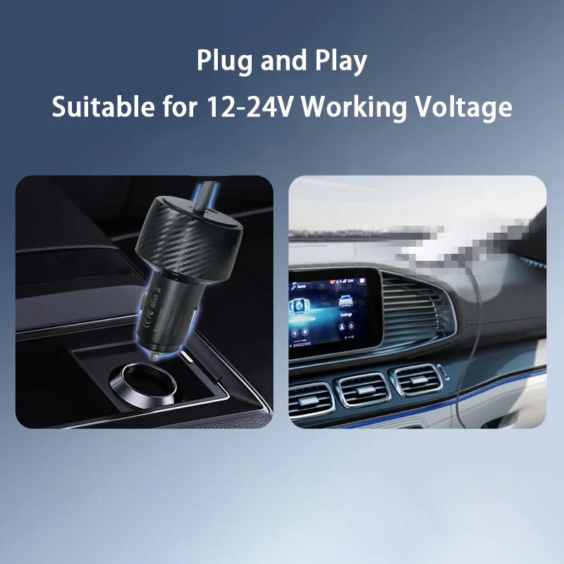 2-in-1 12-24V Car Adapter Power Cable for Starlink - Waterproof Cigarette Lighter Accessory