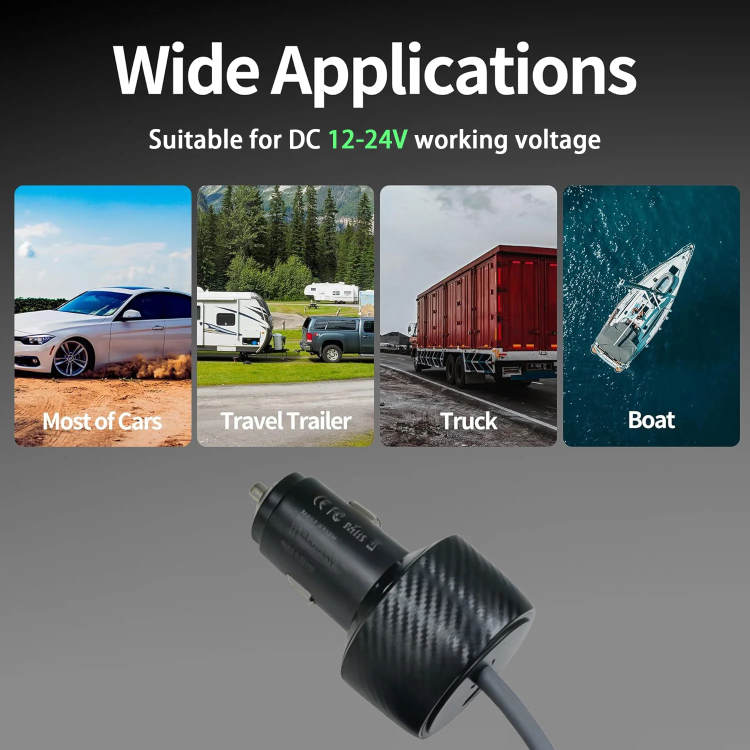 2-in-1 12-24V Car Adapter Power Cable for Starlink - Waterproof Cigarette Lighter Accessory